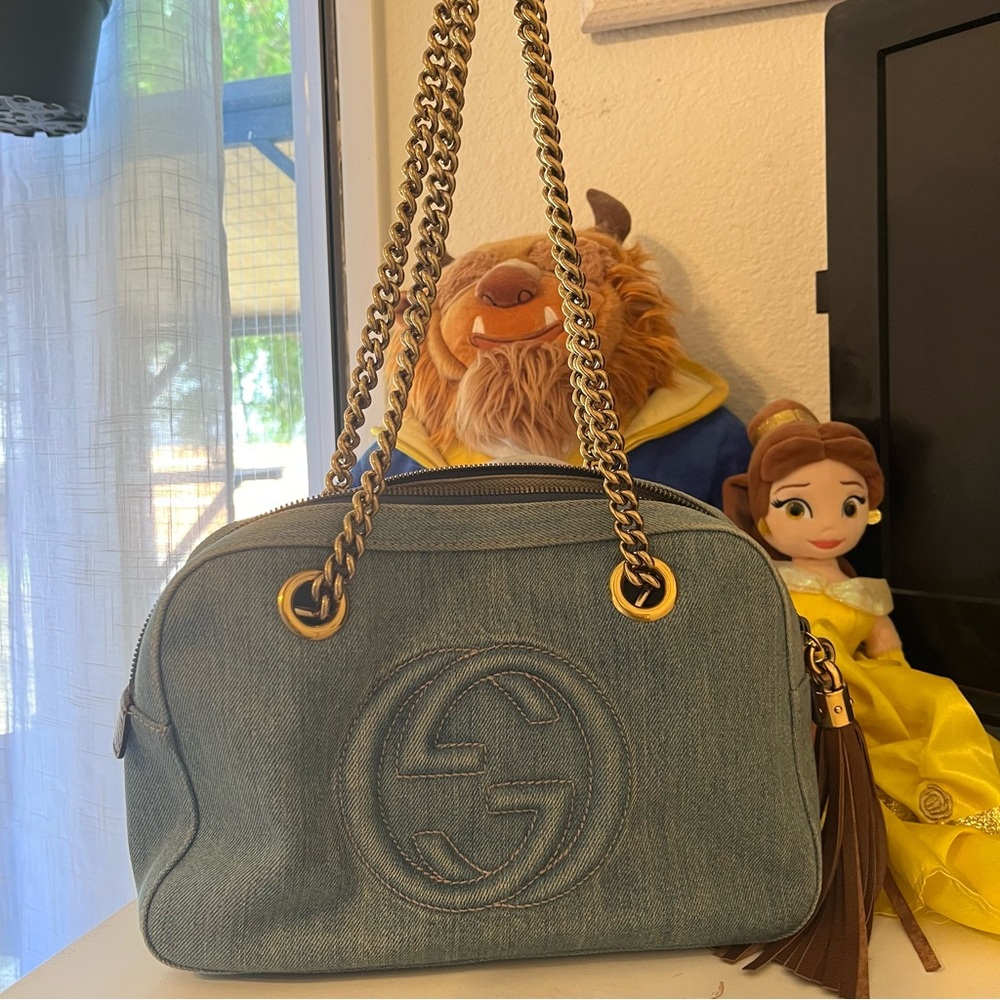 Authentic Gucci denim shoulder bag